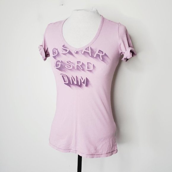 G-STAR Distressed Pink Logo T-Shirt - Picture 2 of 10